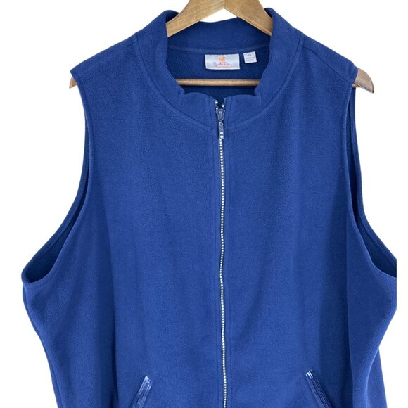 Quacker Factory Womens Fleece Vest With Rhinestone Zipper & Pockets Size 3X - Picture 2 of 10